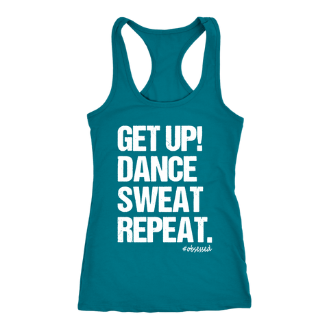 Image of Get Up! Dance Sweat Repeat Workout Tank Womens Fitness Coach Shirt