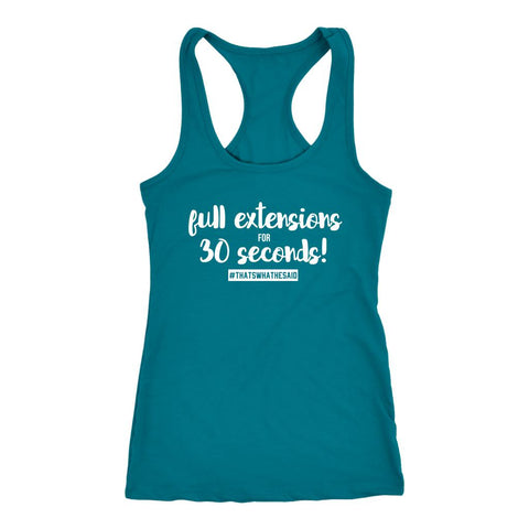 Image of Triple Bear Workout Tank, Full Extensions for 30 Seconds #thatswhathesaid innuendo joke, Womens Racerback Shirt #Obsessed