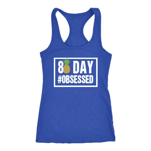 80 Day #Obsessed Womens Pineapple Edition with Finished Strong AF on back - Racerback Tank Top