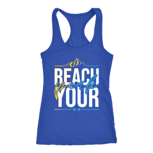 REACH YOUR PEAK Womens Workout Tank 645 Inspired Motivational Shirt Ladies Coach Challenger Group Gift