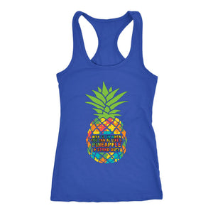 Pineapple Autism Awareness Tank Top, Workout Shirt For Women, Autistic Support Pineapples Top - Obsessed Merch