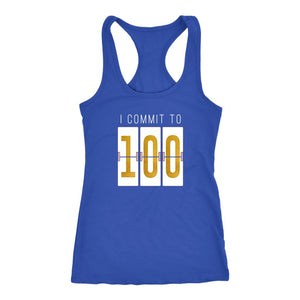 I Commit to 100 Workouts, Womens Workout Tank, Coach Challenge Shirt, MM100 Coaching Gift - Obsessed Merch