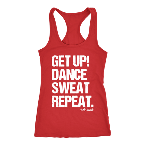Image of Get Up! Dance Sweat Repeat Workout Tank Womens Fitness Coach Shirt