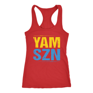 YAM SZN Workout Tank Womens It's Yam Season Shirt Ladies Coach Challenge Group Gift | Yellow / Blue Edition