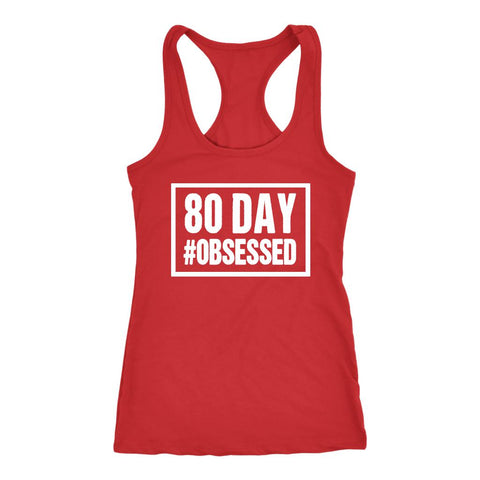 Image of 80 Day #Obsessed Tank with Finished Strong AF on back, Womens Completion Shirt - Obsessed Merch