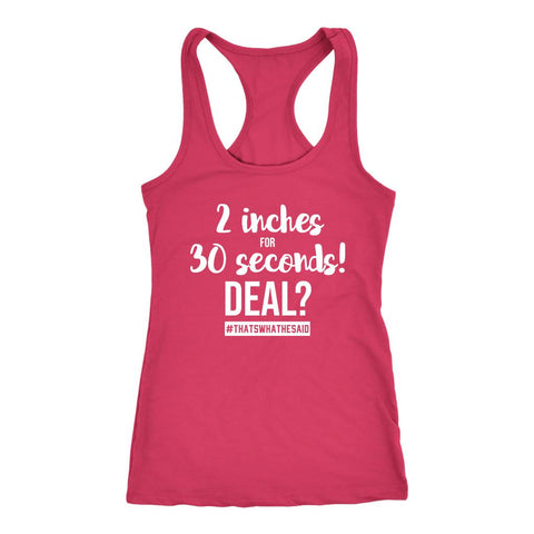 Image of Triple Bear Workout Tank, 2 Inches For 30 Seconds #thatswhathesaid innuendo joke, Womens Racerback Shirt #Joelism