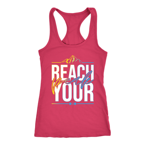 Image of REACH YOUR PEAK Womens Workout Tank 645 Inspired Motivational Shirt Ladies Coach Challenger Group Gift