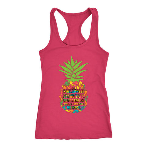 Image of Pineapple Autism Awareness Tank, Womens Workout Shirt, Autistic Support Pineapples Top - Obsessed Merch