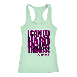Womens Workout Tank I Can DO Hard Things! Purple Camo Edition Gym Running Shirt Fitness Coach Challenger Gift