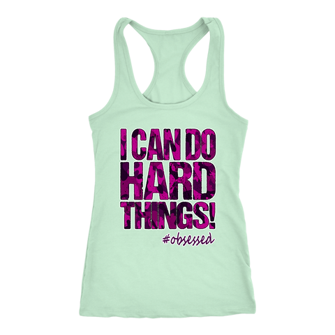 Image of Womens Workout Tank I Can DO Hard Things! Purple Camo Edition Gym Running Shirt Fitness Coach Challenger Gift
