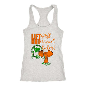 Halloween Tank, Lift First, Hiit Second, Die Later! Womens Workout Tank, Coach Gift, Pumpkin Orange Edition - Obsessed Merch