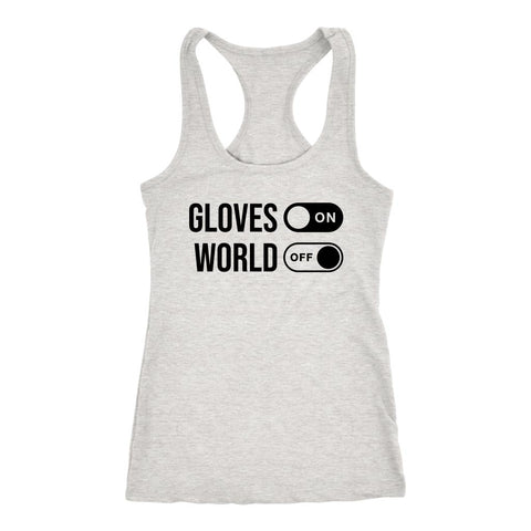 Image of Gloves ON World OFF Womens Boxing Racerback Tank Top