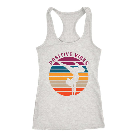 Image of Yoga Handstand Tank Top Womens Positive Vibes Silhouette Racerback Workout Shirt