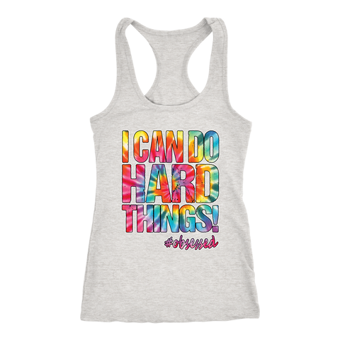 Image of I Can Do Hard Things Workout Tank Motivational Fitness Shirt for Women Pink Tie Dye Design #Obsessed