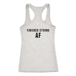 80 Day #Obsessed Tank with Finished Strong AF on back, Womens Racerback - White - Obsessed Merch