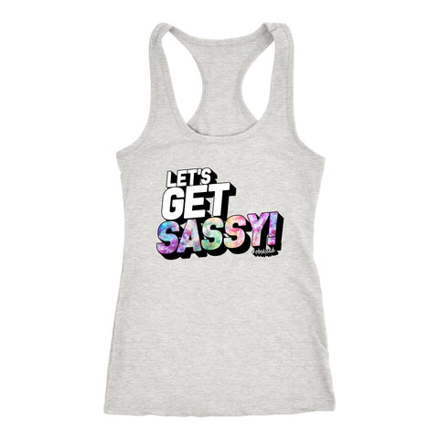Image of Let's Get Sassy! Womens Dance Workout Racerback Tank Top #Rise Up! Tie Dye Edition