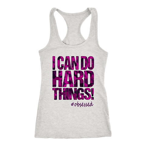 Image of Womens Workout Tank I Can DO Hard Things! Purple Camo Edition Gym Running Shirt Fitness Coach Challenger Gift