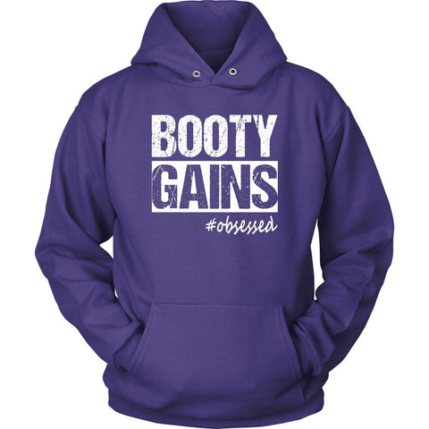 Image of Booty Gains Hoodie, Butt Workout Hooded Sweatshirt Womens Mens Unisex, Squat Lover Coach Gift