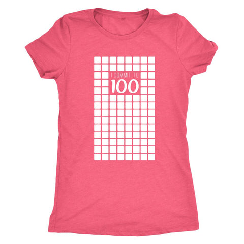 Image of I Commit to 100 Tick Boxes, Womens T-shirt, Ladies Workout Tracker Tee #MM100 Inspired - Obsessed Merch