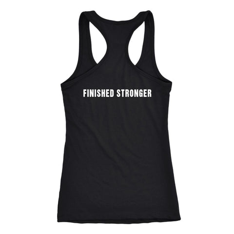 Image of 80 Day: Women's 80 Day #Obsessed with "Finished Stronger" on back, Racerback Tank (2nd Rounder) - Obsessed Merch