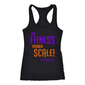 Women's My Fitness Is Off The Scale! NSV Racerback Tank Top - Purple/Orange - Obsessed Merch
