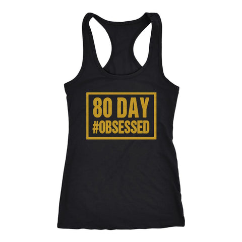 Image of Women's 24K Gold Edition 80 D#Obsessed Tank with "Finished Stronger" on back - Obsessed Merch