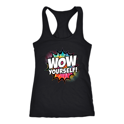 Image of WOW Yourself! Let's Dance Workout Tank Womens Get Up Tie Dye Comic Book Style Shirt Coach Gift