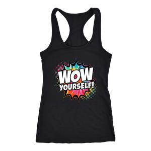WOW Yourself! Let's Dance Workout Tank Womens Get Up Tie Dye Comic Book Style Shirt Coach Gift