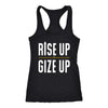 Rise Up Gize Up Energize Tank, Womens Liquid Gold Shirt, Ladies Morning Motivation Fitness Clothes
