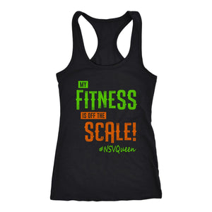 Women's My Fitness Is Off The Scale! NSV Racerback Tank Top - Green/Orange - Obsessed Merch