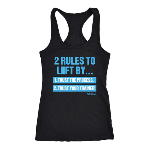 Image of Lift & Hiit Workout Tank, Womens Trust The Process, Trust Your Trainer! Challenger / Coach Fitness Shirt - Obsessed Merch