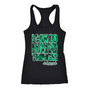 I Can Do Hard Things Workout Tank, Motivational Fitness Shirt for Women, Teal Camo Design #Obsessed - Obsessed Merch