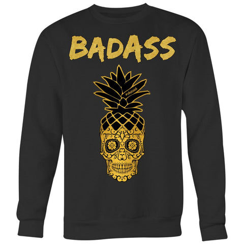 Image of Unisex Bad Ass Pineapple Sugar Skull Crewneck Sweatshirt - Obsessed Merch