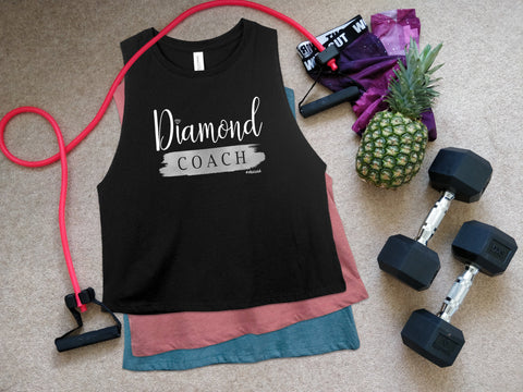 Image of DIAMOND COACH Cropped Tank Womens Workout Crop Shirt Ladies Fitness Coaching Reward Gift