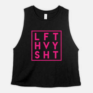 LFT HVY SHT Crop Top Womens Lift Heavy Sh*t Crossfit Cropped Tank Ladies Funny Workout Shirt Womans Lifting Fitness Gym Tanks Pink Print