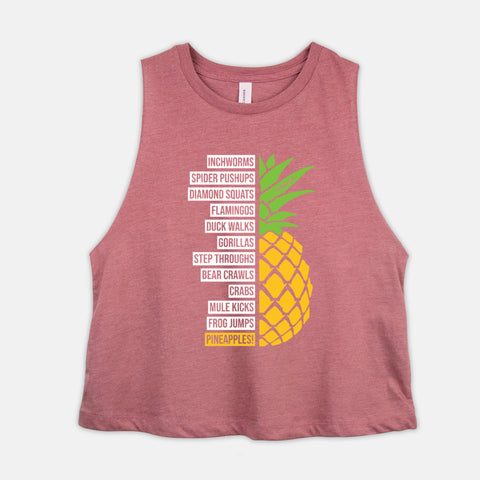Cardio Zoo Workout Crop Top Womens Pineapples Cropped Racerback Tank Ladies Safe Word Pineapple Inchworm Shirt Coach Challenge Group Gift