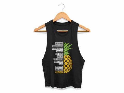 Image of Cardio Zoo Workout Crop Top Womens Pineapples Cropped Racerback Tank Ladies Safe Word Pineapple Inchworm Shirt Coach Challenge Group Gift
