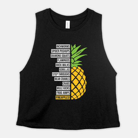 Cardio Zoo Workout Crop Top Womens Pineapples Cropped Racerback Tank Ladies Safe Word Pineapple Inchworm Shirt Coach Challenge Group Gift
