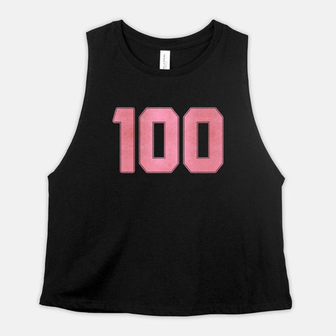 Be 100 Cropped Tank, Womens Racerback Crop Top, Rose Gold Foil Effect Design, Morning Workout Coach Gift