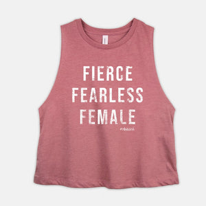 Strong Women Crop Top Fierce Fearless Female Workout Racerback Cropped Tank Feminist Ladies Fitness Shirt