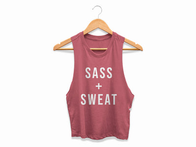 SASS + SWEAT Dance Workout Crop Top Womens Sassy Dancing Cropped Racerback Tank Coach Gift