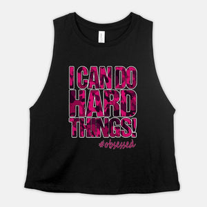 I Can Do Hard Things Crop Top Womens Motivational Cropped Workout Tank Pink Camo Design #Obsessed