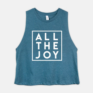 ALL THE JOY Crop Top Let's Dance Workout Cropped Tank Womens Get Up Fitness Coach Shirt