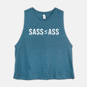 SASS + ASS Crop Top Womens Sassy Dance Workout Cropped Tank Ladies Clever Minimalist Booty Dancing Shirts