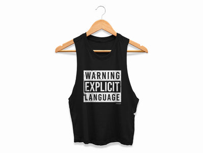 Funny Swearing Workout Crop Top Womens Using Swear Words Warning Cropped Racerback Tank The Work Warning Explicit Language Shirt Coach Gift