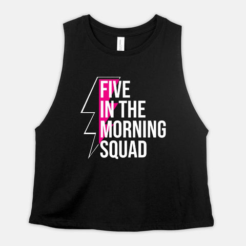 Image of 5AM SQUAD Workout Crop Top Womens Five In The Morning Crew Fitness Tank Ladies MM100 Coach Challenge Group Shirt Gift