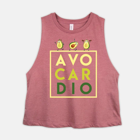 Image of Avocardio Shirt Womens Funny Avocado Cropped Racerback Tank Avacado Lover Crop Top Vegan Keto Gift