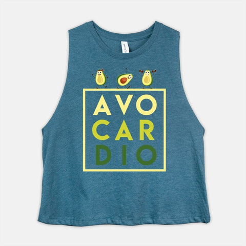 Image of Avocardio Shirt Womens Funny Avocado Cropped Racerback Tank Avacado Lover Crop Top Vegan Keto Gift