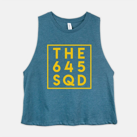 Image of THE 645 SQUAD Crop Top Womens Workout Tank Ladies Cropped Coach Team Challenge Group Shirt