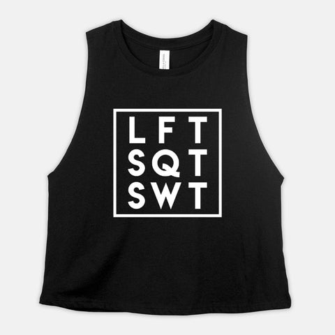 Image of Cute Workout Crop Top Womens Lift Squat Sweat Cropped Gym Tank Fitness Motivation Shirt